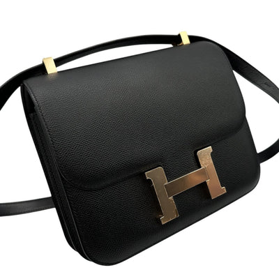 HERMES HERMES Constance 23 Constance 23 Bag Shoulder Bag Epson Noir Black Rose Gold Hardware Vaugh Epson Pink Gold Hardware PG RG