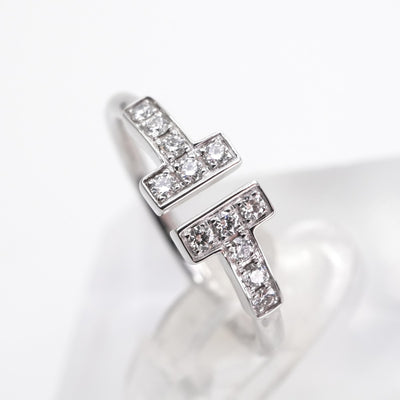 Tiffany & Co. TIFFANY&Co. Wire Ring T-Wire 18K White Gold Tiffany & Co. T-ring 750WG silver T-wire diamond white gold