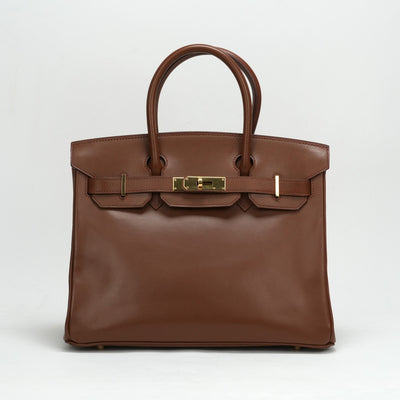HERMES HERMES Birkin 30 Birkin 30 Bag, Tote Bag, Box Calf, Brown, Brown, Gold Fittings