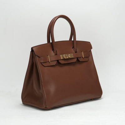 HERMES HERMES Birkin 30 Birkin 30 Bag, Tote Bag, Box Calf, Brown, Brown, Gold Fittings