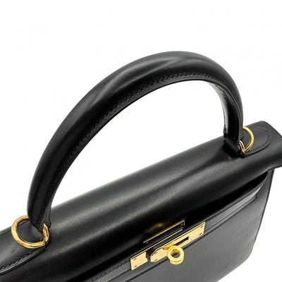 HERMES HERMES Kelly 28 Kelly 28 Bag, Tote Bag, Shoulder Bag, Box Calf, Noir, Black, Gold Fittings