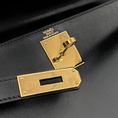 HERMES HERMES Kelly 28 Kelly 28 Bag, Tote Bag, Shoulder Bag, Box Calf, Noir, Black, Gold Fittings