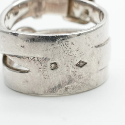 HERMES HERMES Ring Ag925 Silver Belt Motif 3-Link Antique Rare