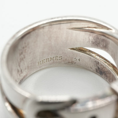 HERMES HERMES Ring Ag925 Silver Belt Motif 3-Link Antique Rare