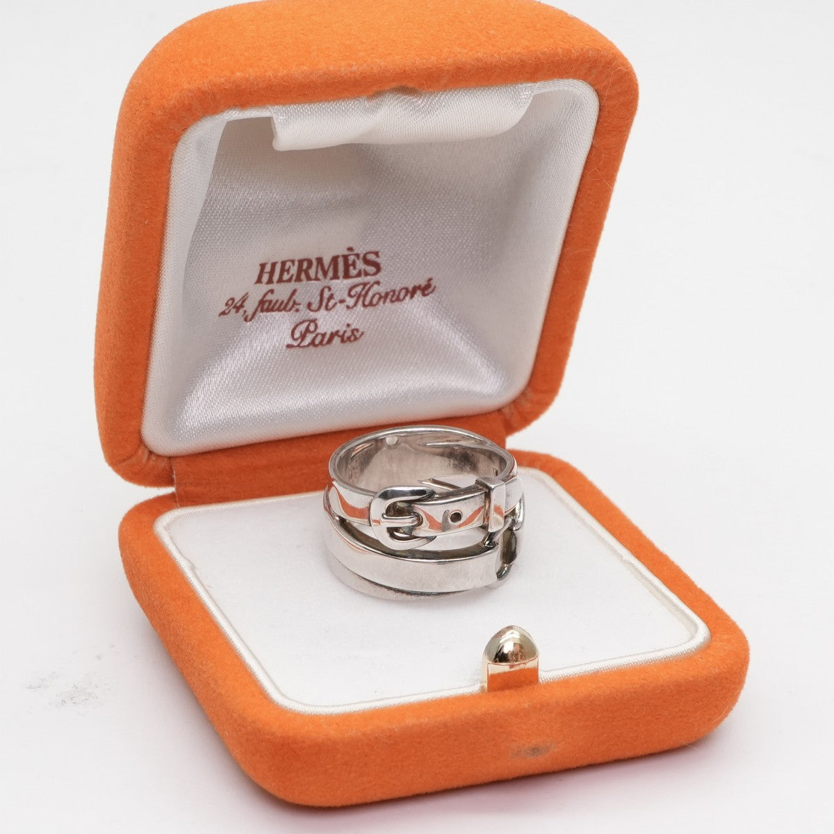HERMES HERMES Ring Ag925 Silver Belt Motif 3-Link Antique Rare