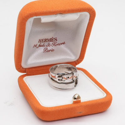HERMES HERMES Ring Ag925 Silver Belt Motif 3-Link Antique Rare