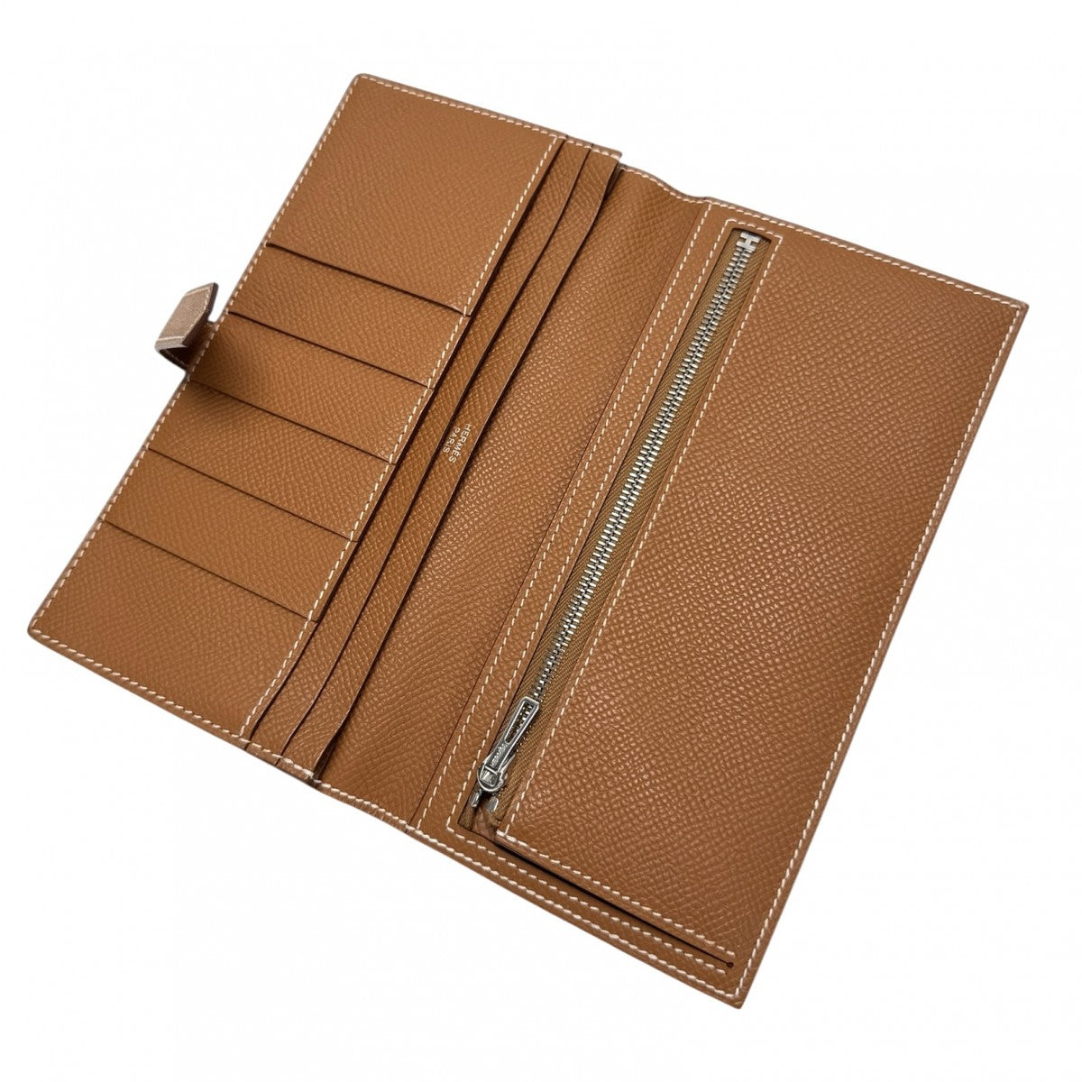 HERMES HERMES B?arn soufflet Bearn soufflet Wallet Long Wallet Epson Gold Brown Silver Metal Fittings Vaugh Epson