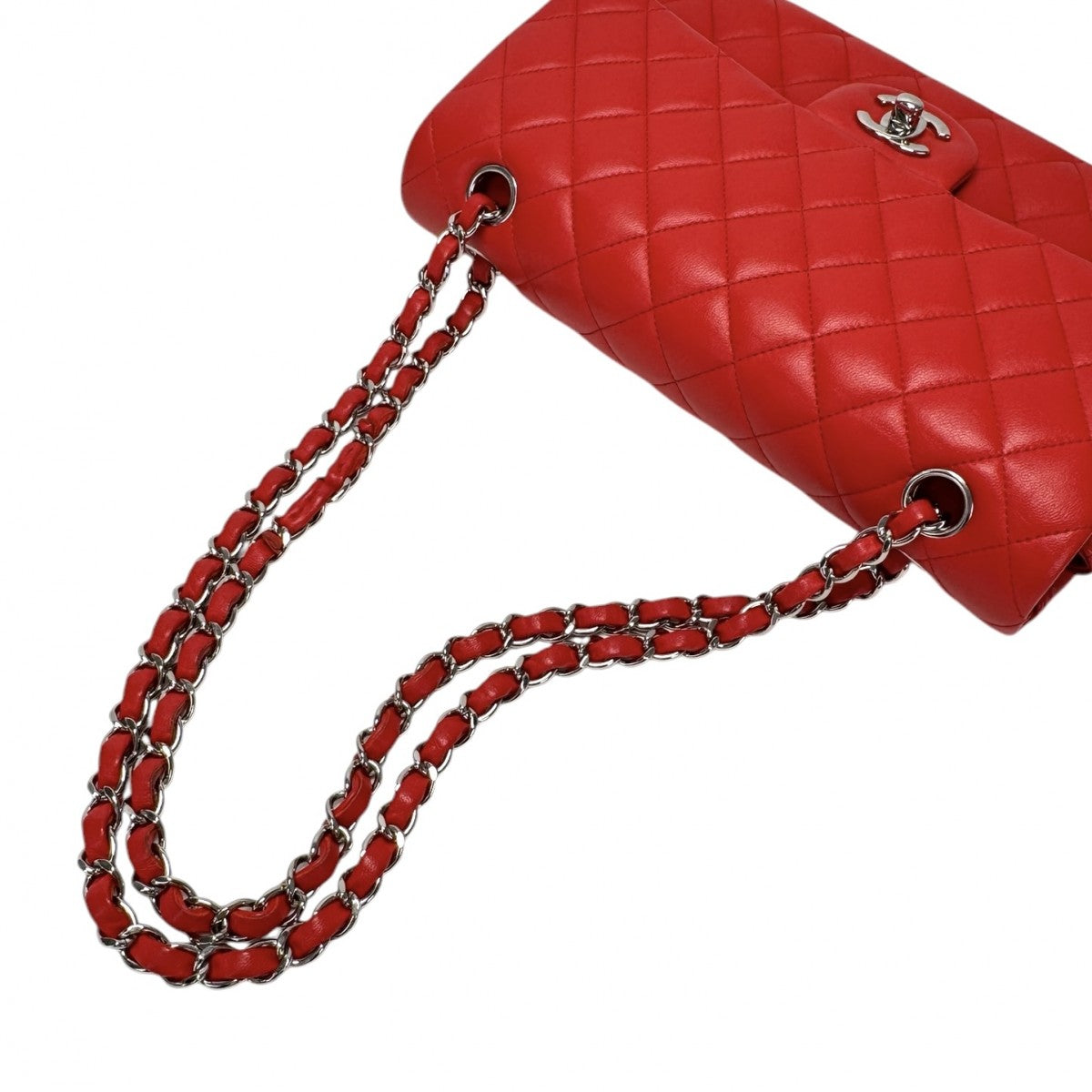 CHANEL CHANEL Matelass? Matelass? 25　Double flapW flapDouble chain　W chain Bag Shoulder Bag Lambskin Red Red Silver Metal Fittings Chain Shoulder Bag Coco Mark Turnlock