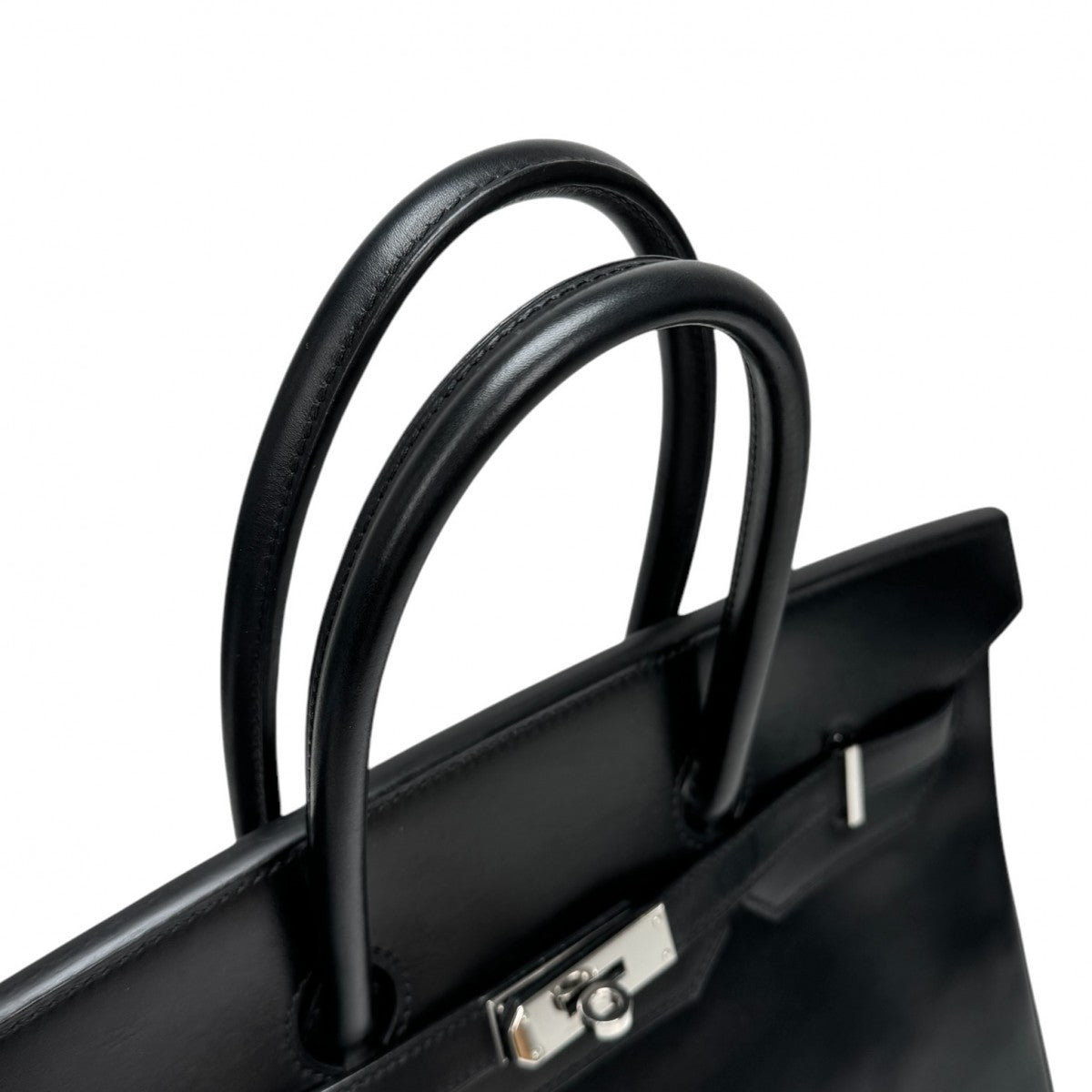 HERMES 헤르메스 Birkin 35 Birkin 35 가방, 토트 백, 상자 송아지, 느와르, 검은 색, 은색 피팅