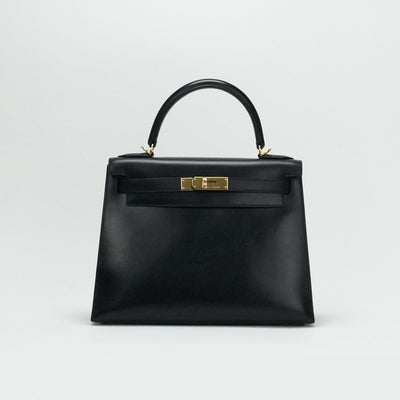 エルメス HERMES ケリー28 ケリー 28 バッグ トートバッグ ショルダーバッグ ボックスカーフ ノワール ブラック 黒 ゴールド金具