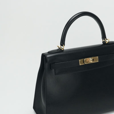 エルメス HERMES ケリー28 ケリー 28 バッグ トートバッグ ショルダーバッグ ボックスカーフ ノワール ブラック 黒 ゴールド金具