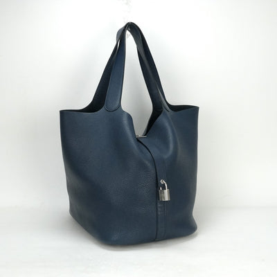 HERMES HERMES Picotin lock TGM Picotin lock TGM Picotin Tote bag Toryon Clemence blue silver hardware