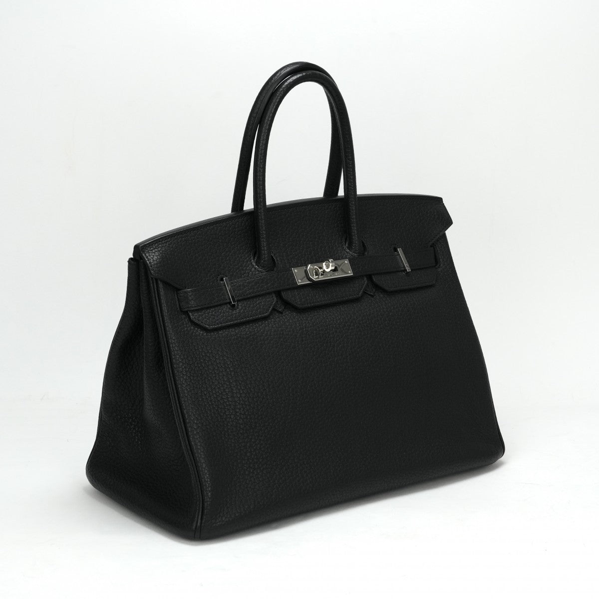 HERMES 헤르메스 Birkin 35 Birkin 35 가방, 토트 백, 피요르드, 느와르, 검은 색, 실버 피팅