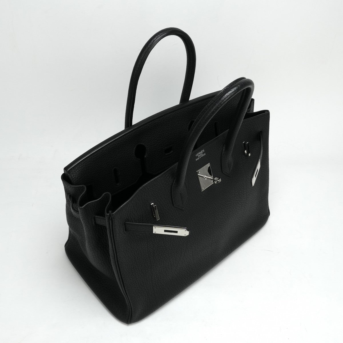 HERMES 헤르메스 Birkin 35 Birkin 35 가방, 토트 백, 피요르드, 느와르, 검은 색, 실버 피팅