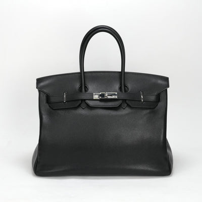 HERMES 헤르메스 Birkin 35 Birkin 35 가방, 토트 백, 스위프트, 느와르, 검은 색, 실버 피팅, Vo Swift