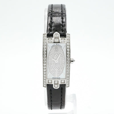 ハリーウィンストン HARRY WINSTON アヴェニューCミニ 　エリプティック 時計 腕時計 750WG/革 18Kホワイトゴールド 750WG　ゴールド ケースダイヤ