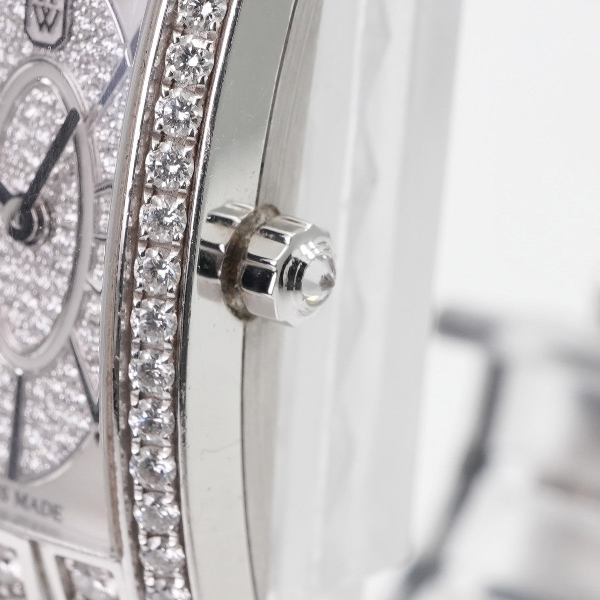 ハリーウィンストン HARRY WINSTON アヴェニューCミニ 　エリプティック 時計 腕時計 750WG/革 18Kホワイトゴールド 750WG　ゴールド ケースダイヤ