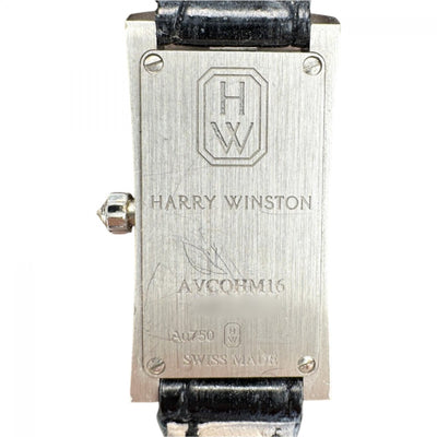 HARRY WINSTON HARRY WINSTON Avenue C Mini Elliptic Watch Watch 750WG/Leather 18K White Gold 750WG Gold Case Diamond