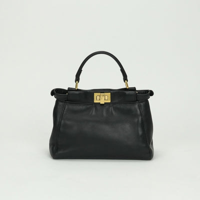 FENDI FENDI Peekaboo small Mini peekaboo Peekaboo mini Bag, Tote Bag, Shoulder Bag, Leather, Black, Black, Gold Hardware, 2-way Handbag