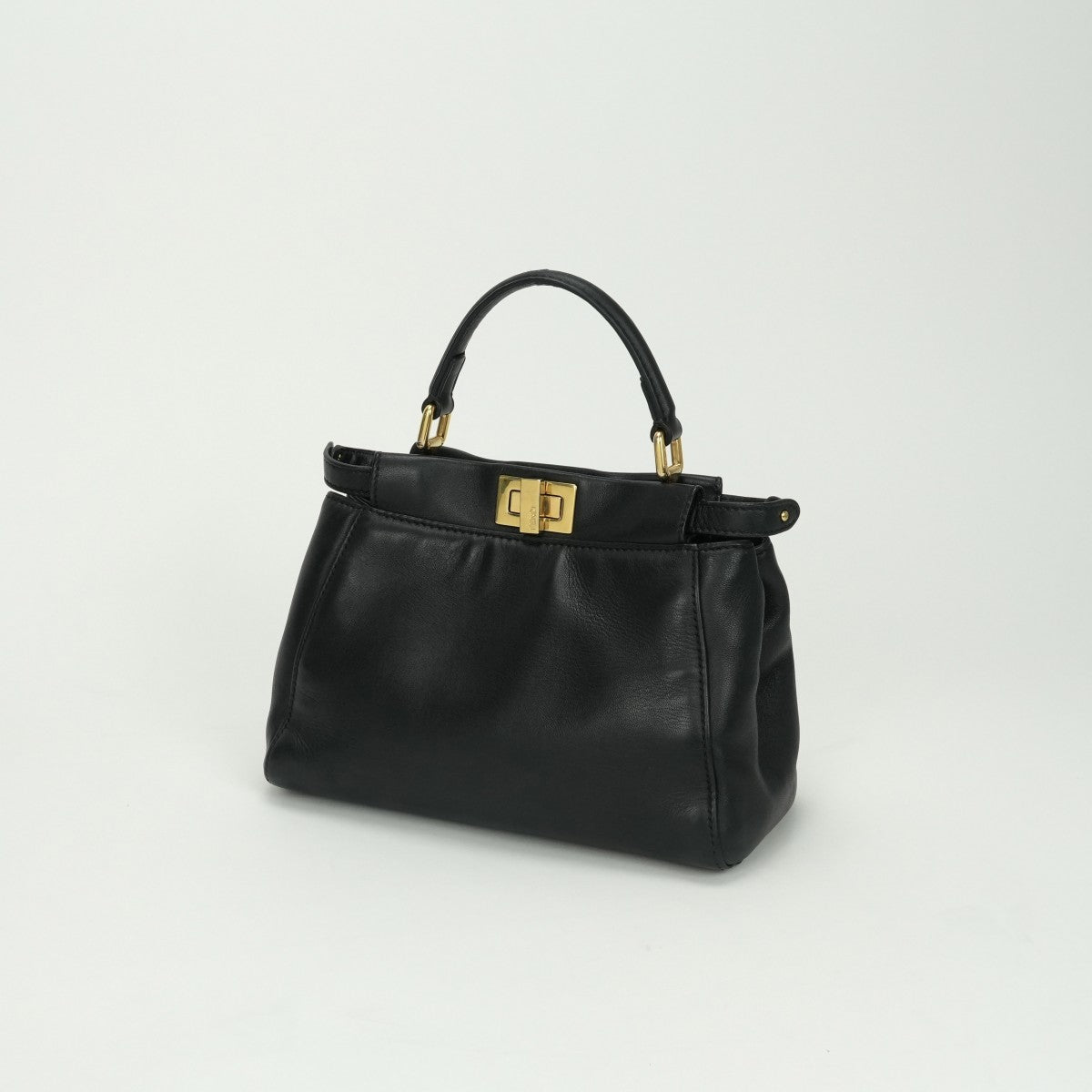 FENDI FENDI Peekaboo small Mini peekaboo Peekaboo mini Bag, Tote Bag, Shoulder Bag, Leather, Black, Black, Gold Hardware, 2-way Handbag