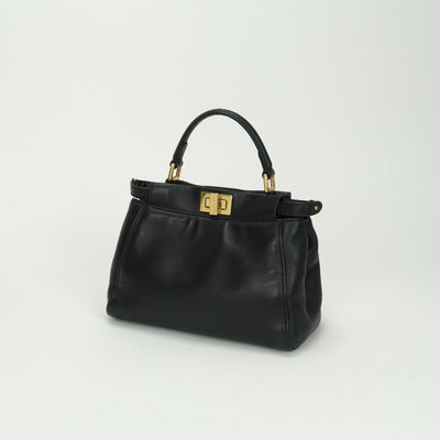 FENDI FENDI Peekaboo small Mini peekaboo Peekaboo mini Bag, Tote Bag, Shoulder Bag, Leather, Black, Black, Gold Hardware, 2-way Handbag