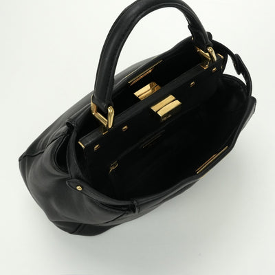 FENDI FENDI Peekaboo small Mini peekaboo Peekaboo mini Bag, Tote Bag, Shoulder Bag, Leather, Black, Black, Gold Hardware, 2-way Handbag