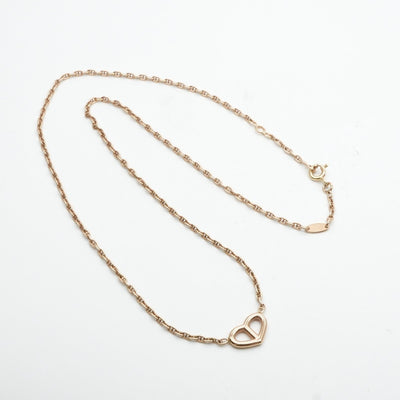 HERMES 헤르메스 Chaine d'Ancre 목걸이 펜던트 초커 AU750 옐로우 골드 골드 하트 빈티지 희귀 골동품
