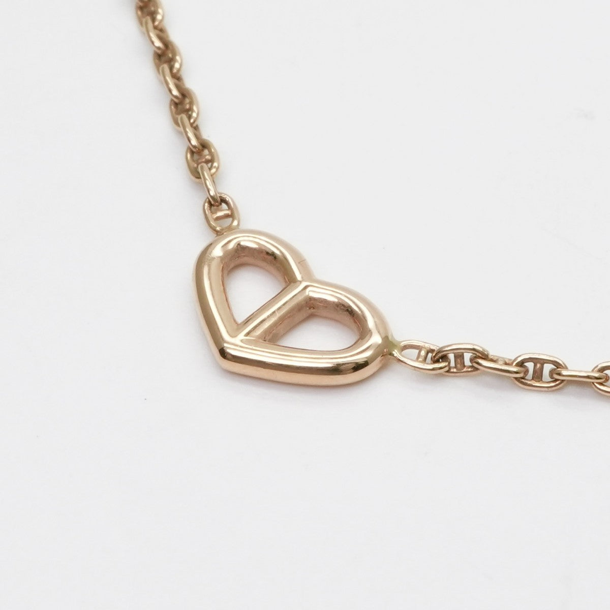 HERMES 헤르메스 Chaine d'Ancre 목걸이 펜던트 초커 AU750 옐로우 골드 골드 하트 빈티지 희귀 골동품