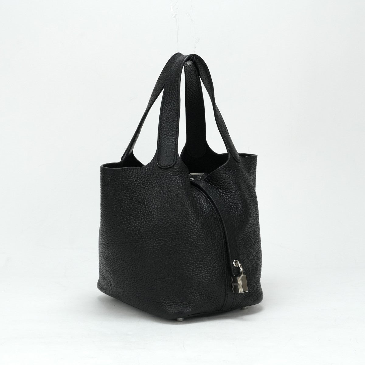 HERMES HERMES Picotin lock PM Picotin PM Picotin lock 18 Tote bag Toryon Clemence Noir Black Silver Metal fittings