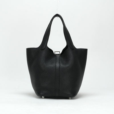 HERMES HERMES Picotin lock PM Picotin PM Picotin lock 18 Tote bag Toryon Clemence Noir Black Silver Metal fittings