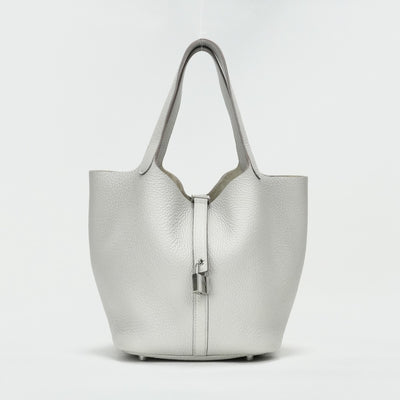 HERMES HERMES Picotin lock MM Picotin lock MM Picotin lock 22 Bag Tote Bag Toryon Clemence Pearl Gray Grey Silver Metal Fittings