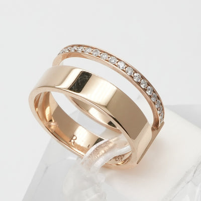 REPOSSI REPOSSI Berbere 2-row ring, pink gold, pave diamond ring, ring, 750PG, pink gold, rose gold