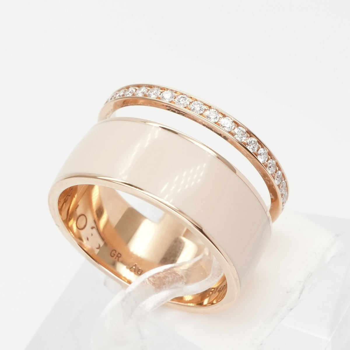 REPOSSI REPOSSI Chromatic Berber 2-row ring, pink gold, pave diamond, Berbere ring, 750PG, pink gold