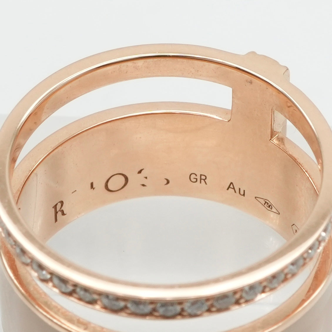 REPOSSI REPOSSI Chromatic Berber 2-row ring, pink gold, pave diamond, Berbere ring, 750PG, pink gold