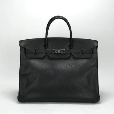 HERMES 헤르메스 Birkin 40 Birkin 40 가방, 토트 백, Vacherierger 누아르, 검은 색, 은색 피팅