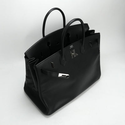 HERMES 헤르메스 Birkin 40 Birkin 40 가방, 토트 백, Vacherierger 누아르, 검은 색, 은색 피팅