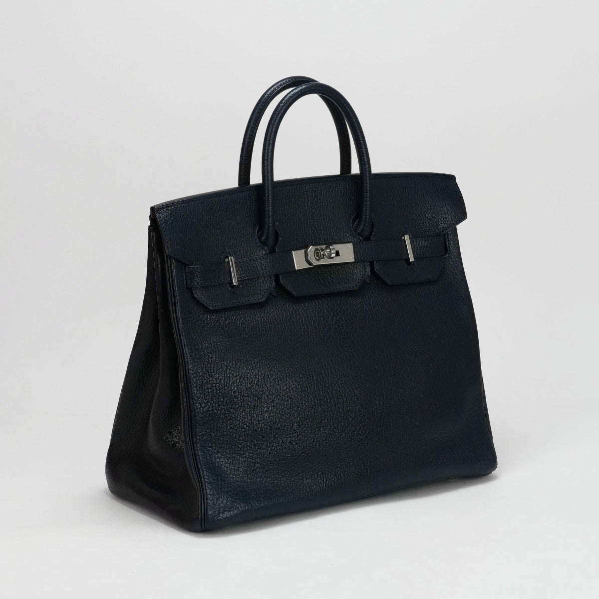 HERMES HERMES Haut ? courroies 32 Haut ? courroies 32 Bag, Tote Bag, Chevre, Navy, Blue, Silver Fittings