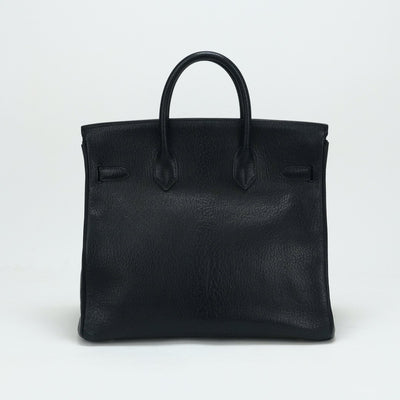 HERMES HERMES Haut ? courroies 32 Haut ? courroies 32 Bag, Tote Bag, Chevre, Navy, Blue, Silver Fittings