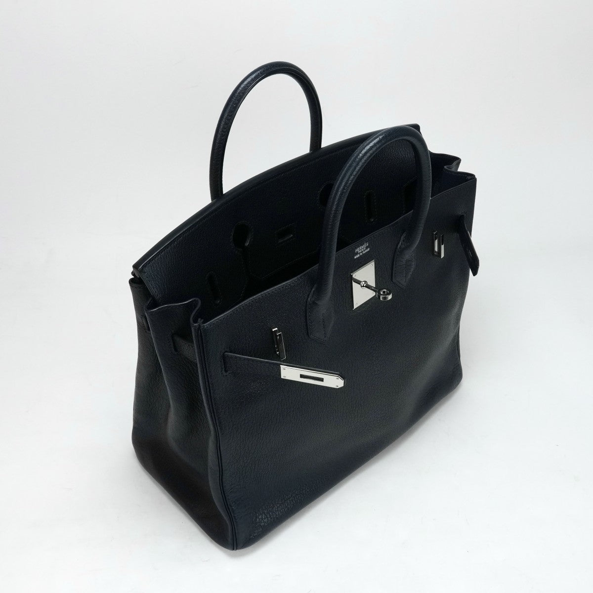 HERMES HERMES Haut ? courroies 32 Haut ? courroies 32 Bag, Tote Bag, Chevre, Navy, Blue, Silver Fittings