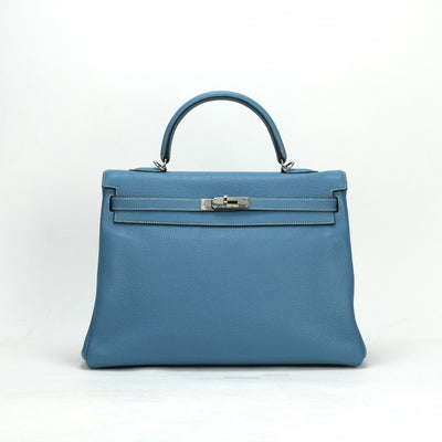 HERMES HERMES Kelly 35 Kelly 35 Bag, tote bag, shoulder bag, togo, blue jean, blue, blue, silver hardware