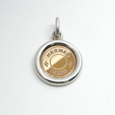 HERMES 헤르메스 세리에 목걸이 펜던트 초커 AU750/AG925 실버 골드 실버 헤르메스 동전 메달 콤비