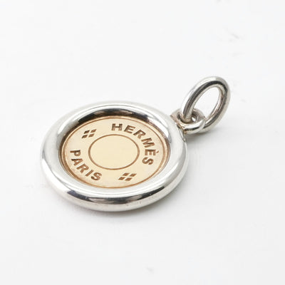 HERMES 헤르메스 세리에 목걸이 펜던트 초커 AU750/AG925 실버 골드 실버 헤르메스 동전 메달 콤비