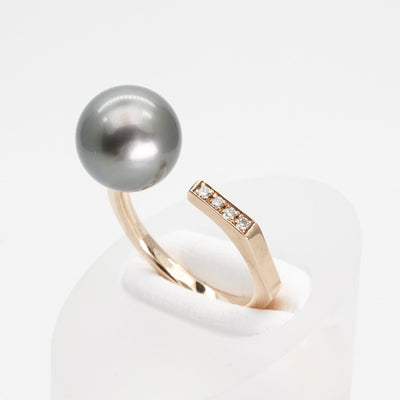 Hirotaka Hirotaka Manhattan Ring K10 Yellow Gold Pearl Yellow Gold Diamond