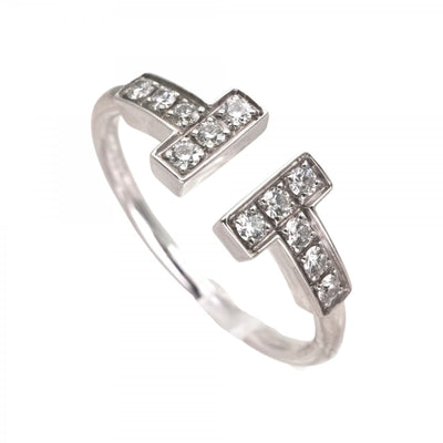 Tiffany & Co. Tiffany＆Co。电线环T线18K白金T形环750WG银色白金