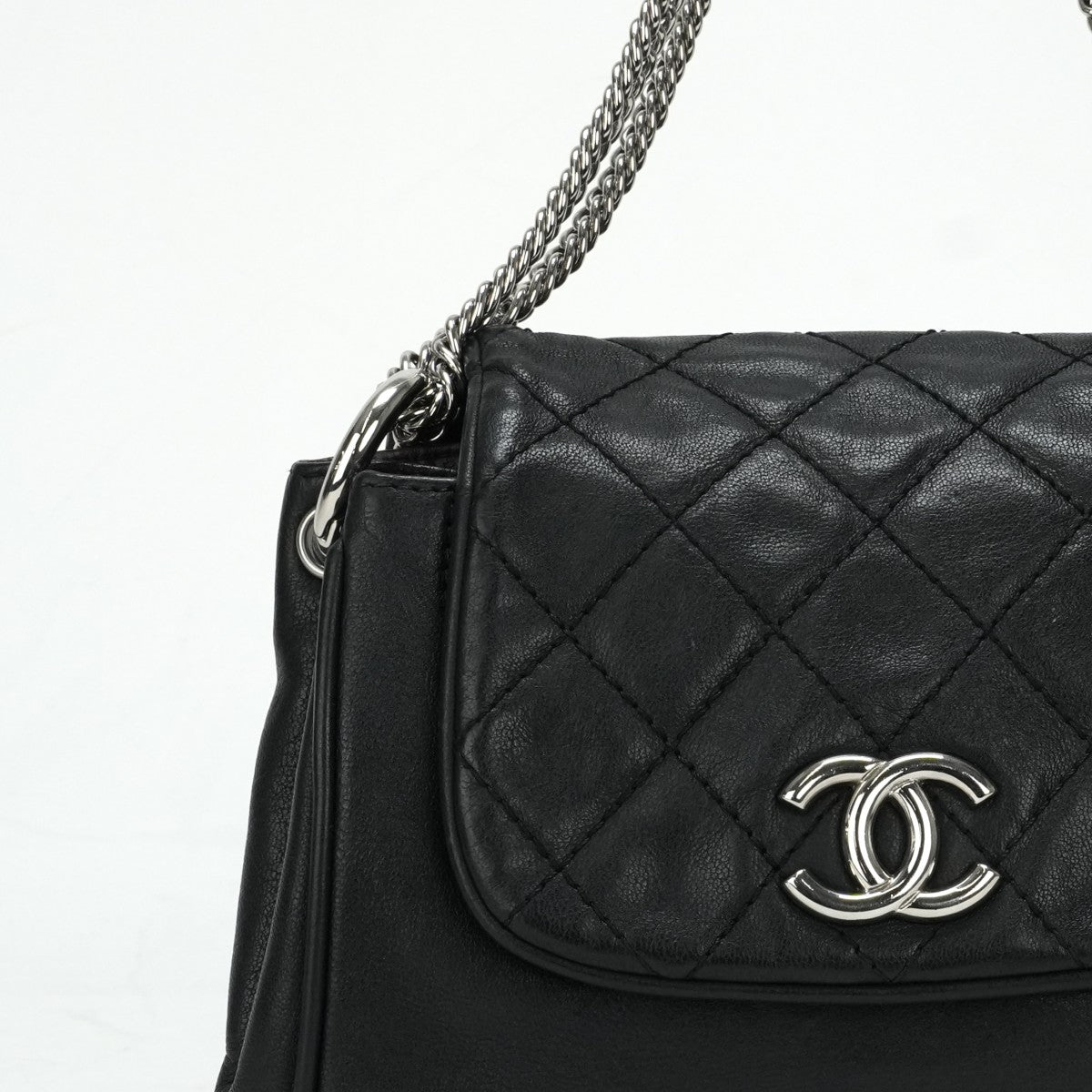 CHANEL CHANEL Matelass? Bag Shoulder Bag Calfskin Black Silver Metal Fittings Chain Shoulder Bag Coco Mark