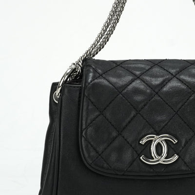 シャネル CHANEL マトラッセ バッグ ショルダーバッグ カーフスキン ブラック 黒 シルバー金具 チェーンショルダーバッグ ココマーク