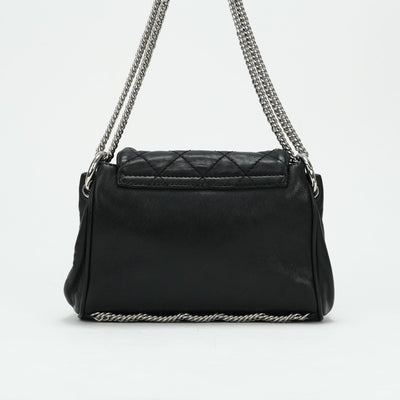 CHANEL CHANEL Matelass? Bag Shoulder Bag Calfskin Black Silver Metal Fittings Chain Shoulder Bag Coco Mark