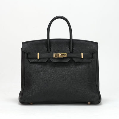 HERMES 헤르메스 Birkin 25 Birkin 25 가방, 토트 백, 토고, 느와르, 블랙, 로즈 골드 하드웨어, 핑크 골드 하드웨어