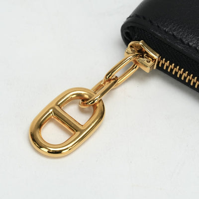 HERMES 爱马仕Zip Ango Zip Ango Ango Zipengo卡牌持有人通行证Case Evercalf Noir黑金硬件