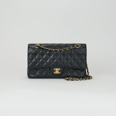 CHANEL 香奈儿 Matelass? Matelasse 25 Double flap Double chain W襟翼 W chain 袋肩袋鱼子酱皮肤黑色金色五金连锁肩袋可可标记转弯锁
